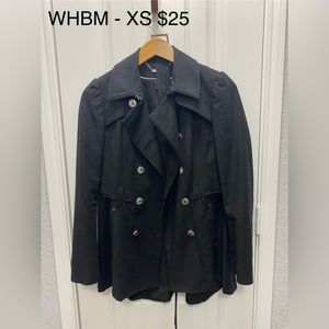 WHBM Black Trench Coat Medium length